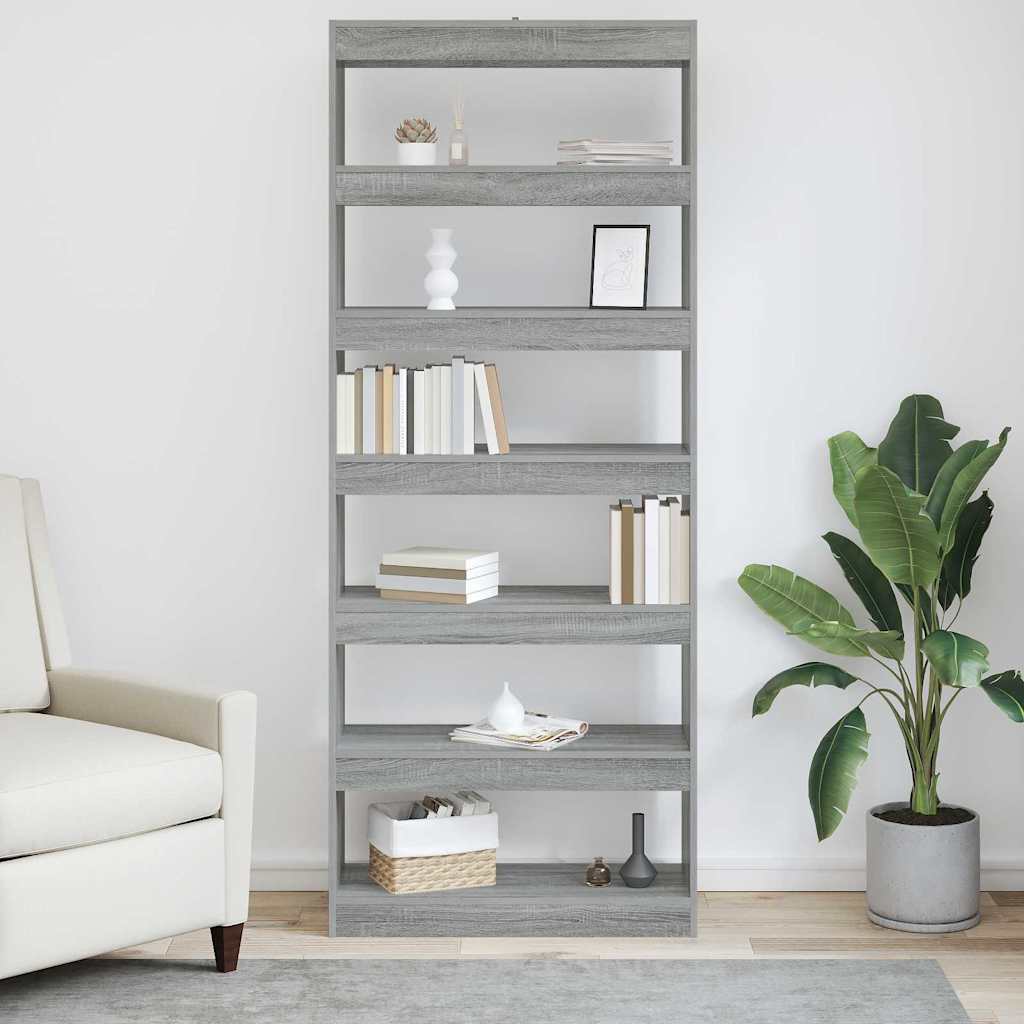 Libreria Grigio sonoma 80 x 30 x 198 cm Legno multistrato