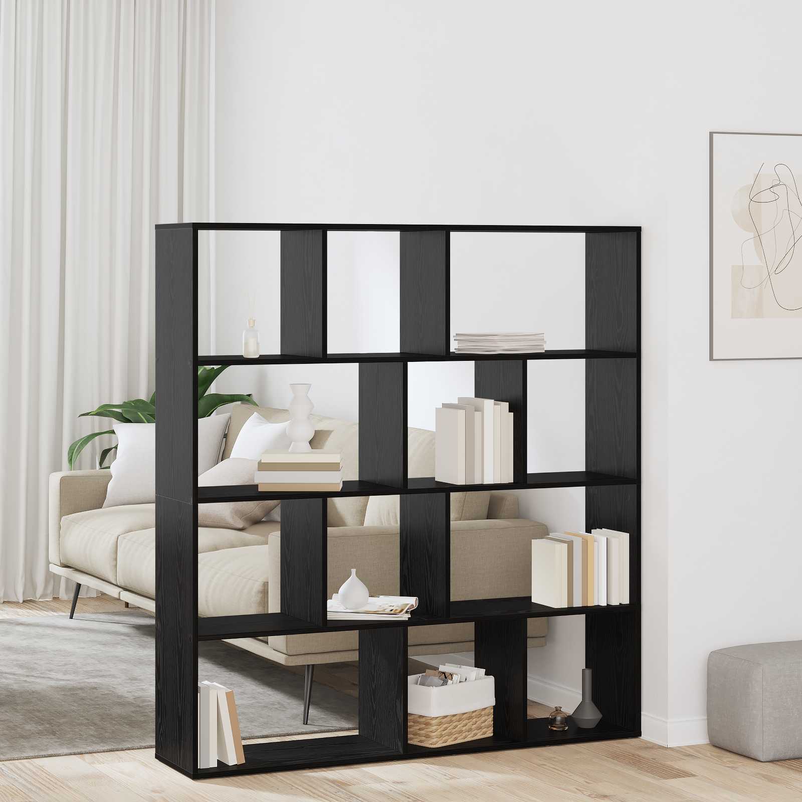Armadio per Libri Rovere Nero 132 x 29 x 141,5 cm | homemem39