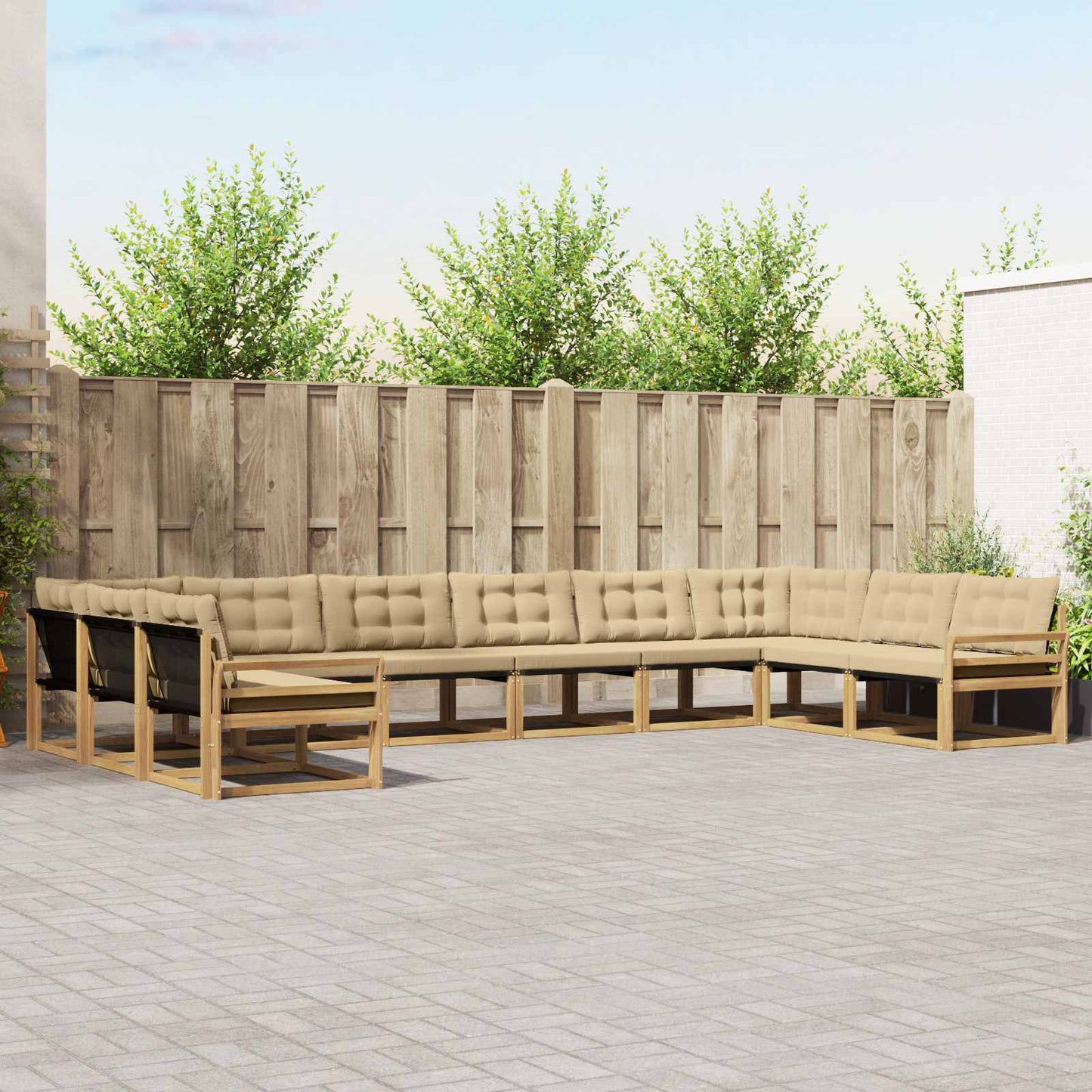 Set di divani da esterno 10 pz Bianco e Beige