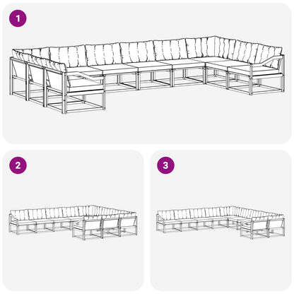 Set di divani da esterno 10 pz Bianco e Nero