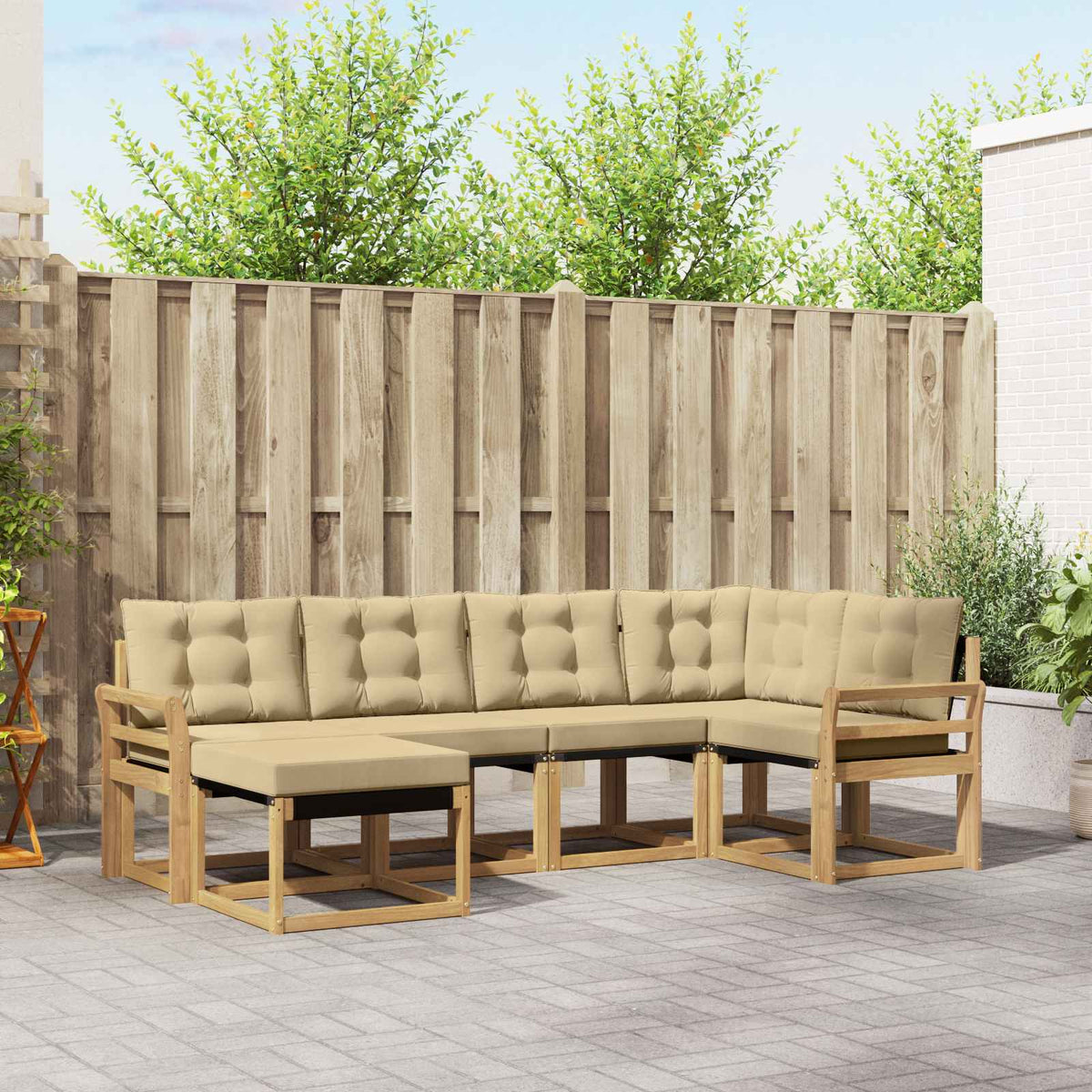 Set di divani da esterno 6 pz 6-Posti Bianco e Beige | homemem39
