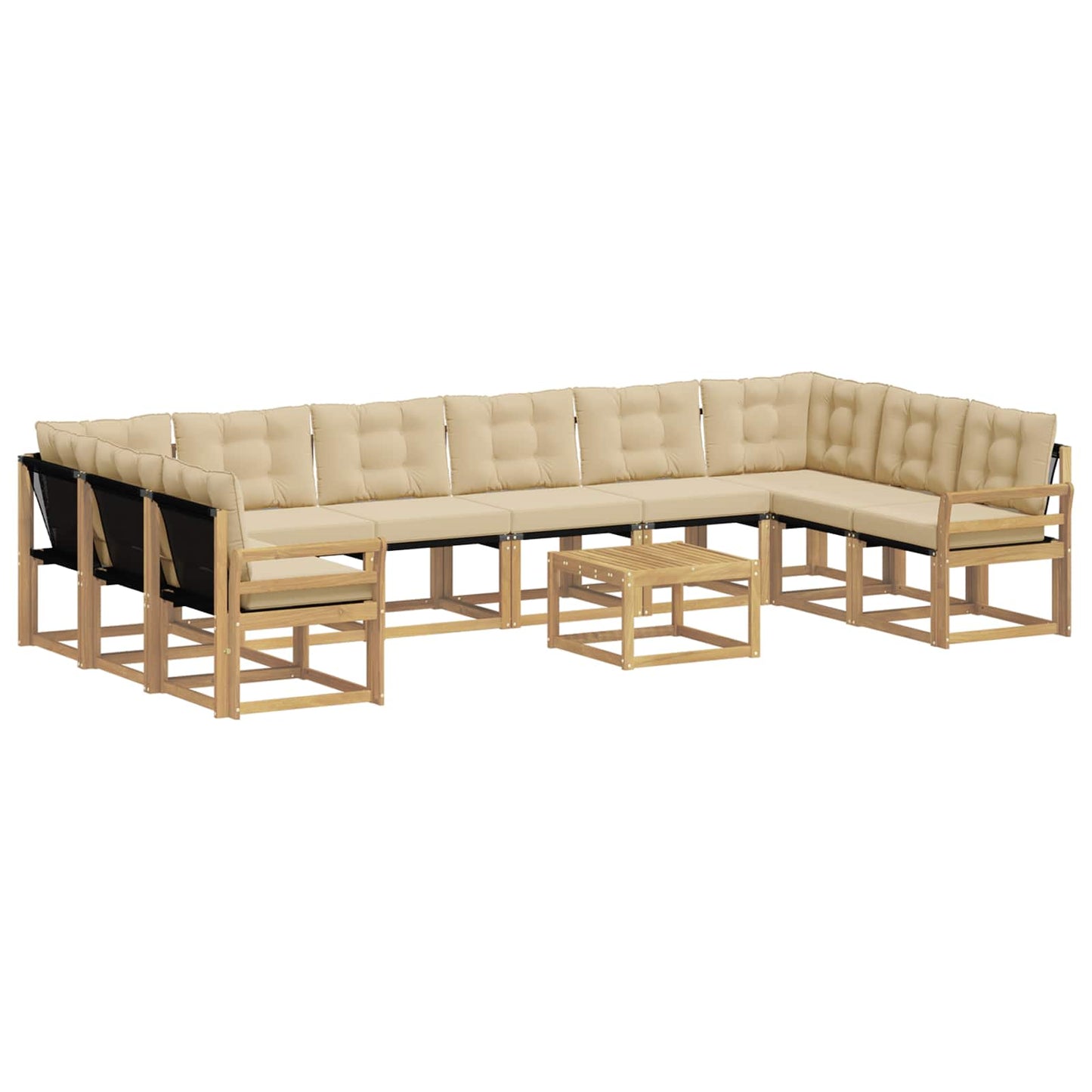 Set di divani da esterno 11 pz Bianco e Beige