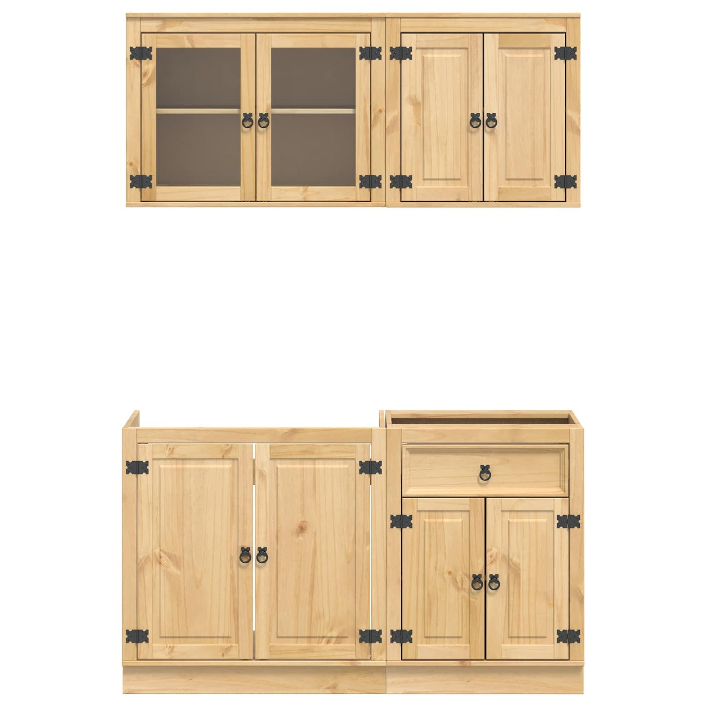 Armadietto con lo scaffale con porta 4 pcs Miele Pino massello