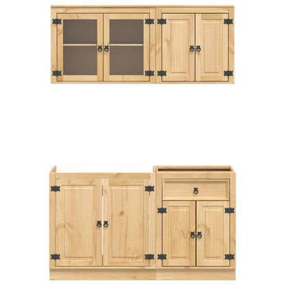 Armadietto con lo scaffale con porta 4 pcs Miele Pino massello