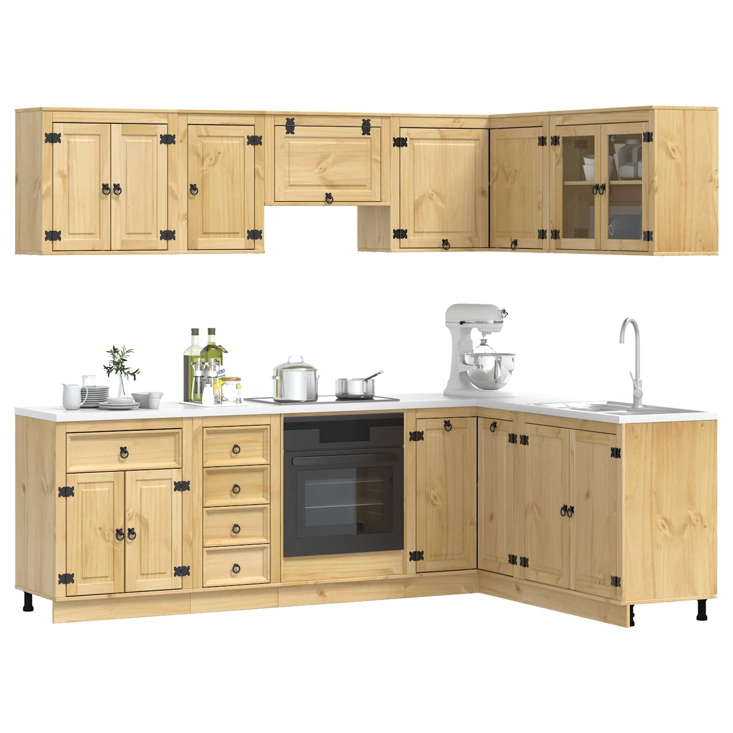 Armadietto con cassetto con porta 10 pcs Miele Pino massello