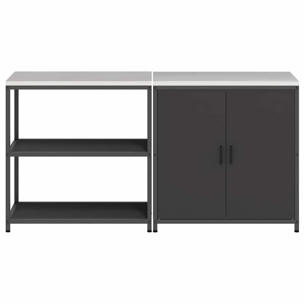 Set di Stoccaggio per Cucina 2 pcs Nero 180 x 50 x 92 cm