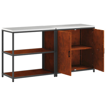 Set di Stoccaggio per Cucina con lo scaffale 2 pcs Ruggine | homemem39