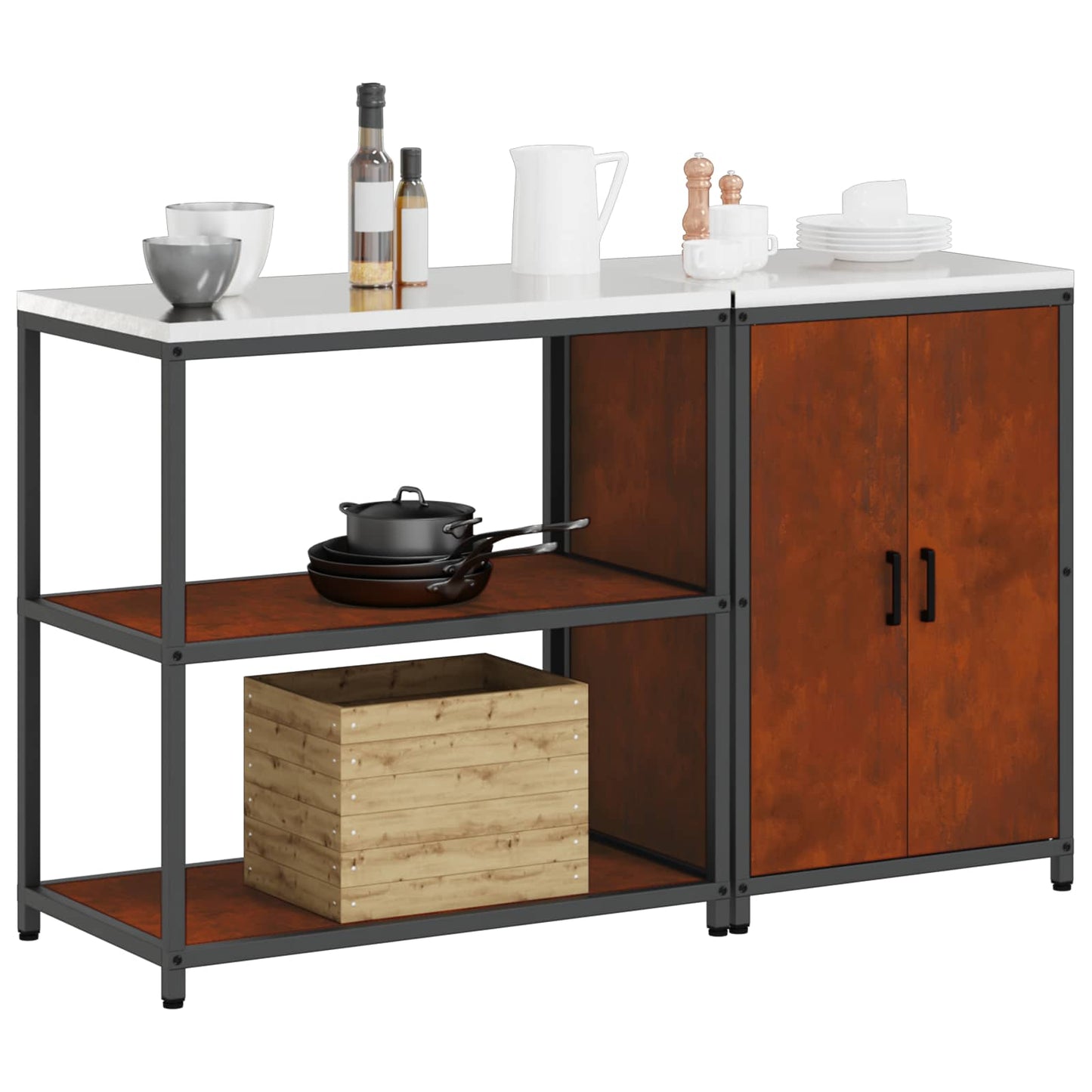 Set di Stoccaggio per Cucina con lo scaffale 2 pcs Ruggine | homemem39