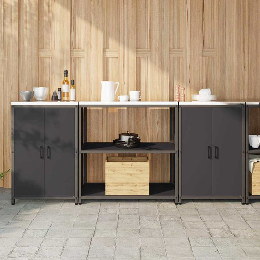 Set di Stoccaggio per Cucina 3 pcs Nero 210 x 50 x 92 cm