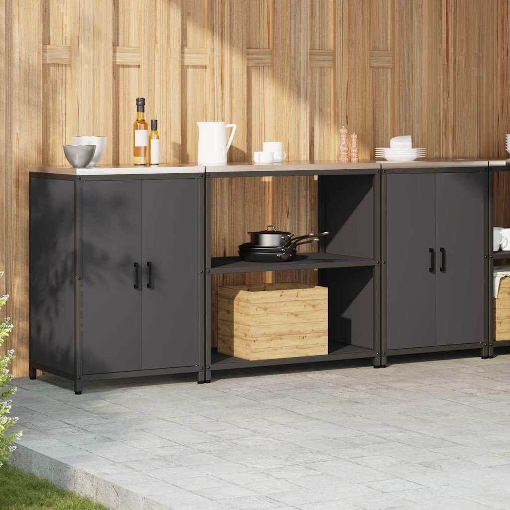 Set di Stoccaggio per Cucina 3 pcs Nero 210 x 50 x 92 cm