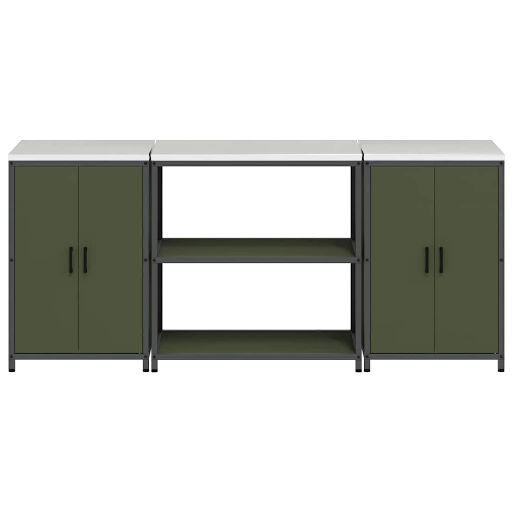Set di Stoccaggio per Cucina 3 pcs Verde oliva 210 x 50 x 92 cm