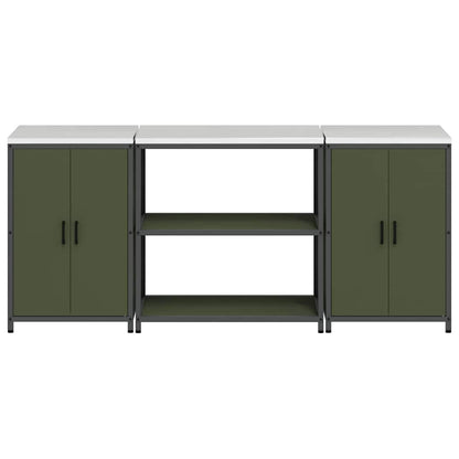 Set di Stoccaggio per Cucina 3 pcs Verde oliva 210 x 50 x 92 cm