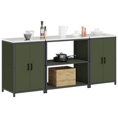 Set di Stoccaggio per Cucina 3 pcs Verde oliva 210 x 50 x 92 cm