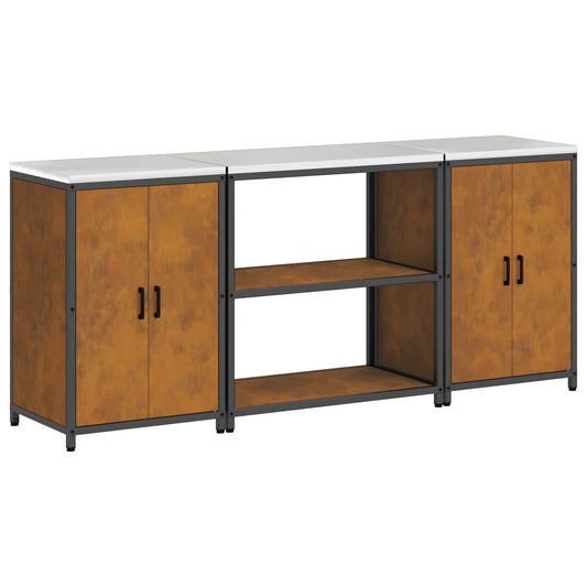 Set di Stoccaggio per Cucina con lo scaffale 3 pcs Ruggine