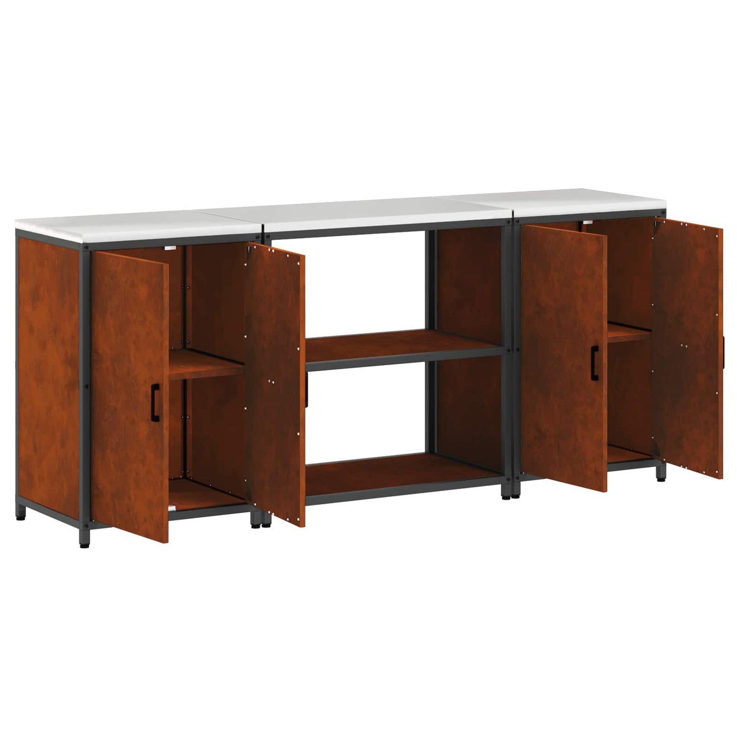 Set di Stoccaggio per Cucina con lo scaffale 3 pcs Ruggine | homemem39