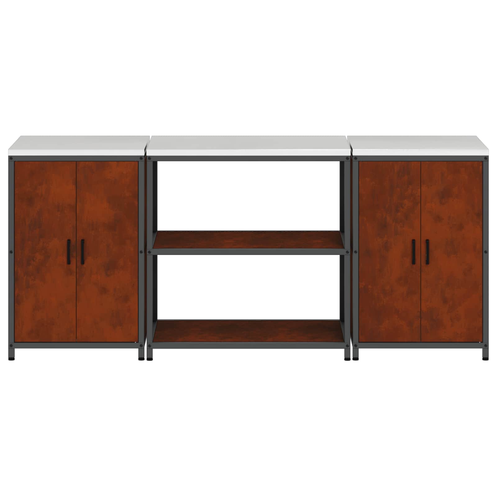Set di Stoccaggio per Cucina con lo scaffale 3 pcs Ruggine | homemem39