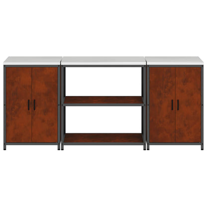Set di Stoccaggio per Cucina con lo scaffale 3 pcs Ruggine | homemem39