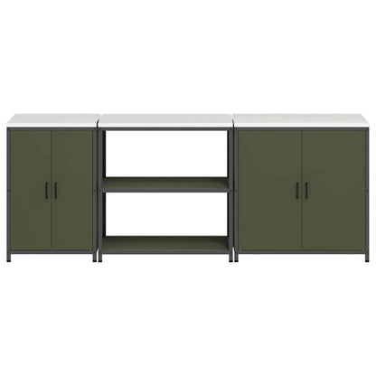 Set di Stoccaggio per Cucina 3 pcs Verde oliva 240 x 50 x 92 cm