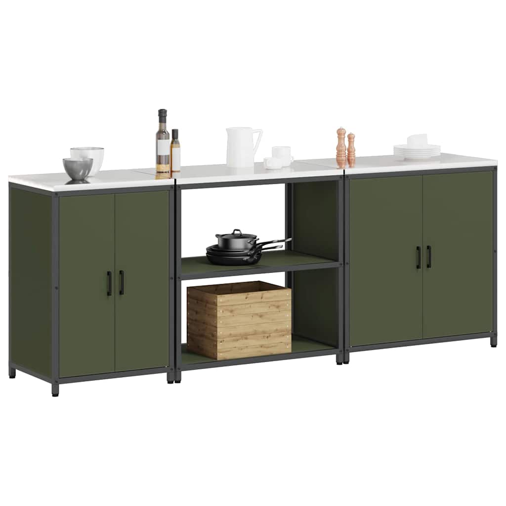 Set di Stoccaggio per Cucina 3 pcs Verde oliva 240 x 50 x 92 cm