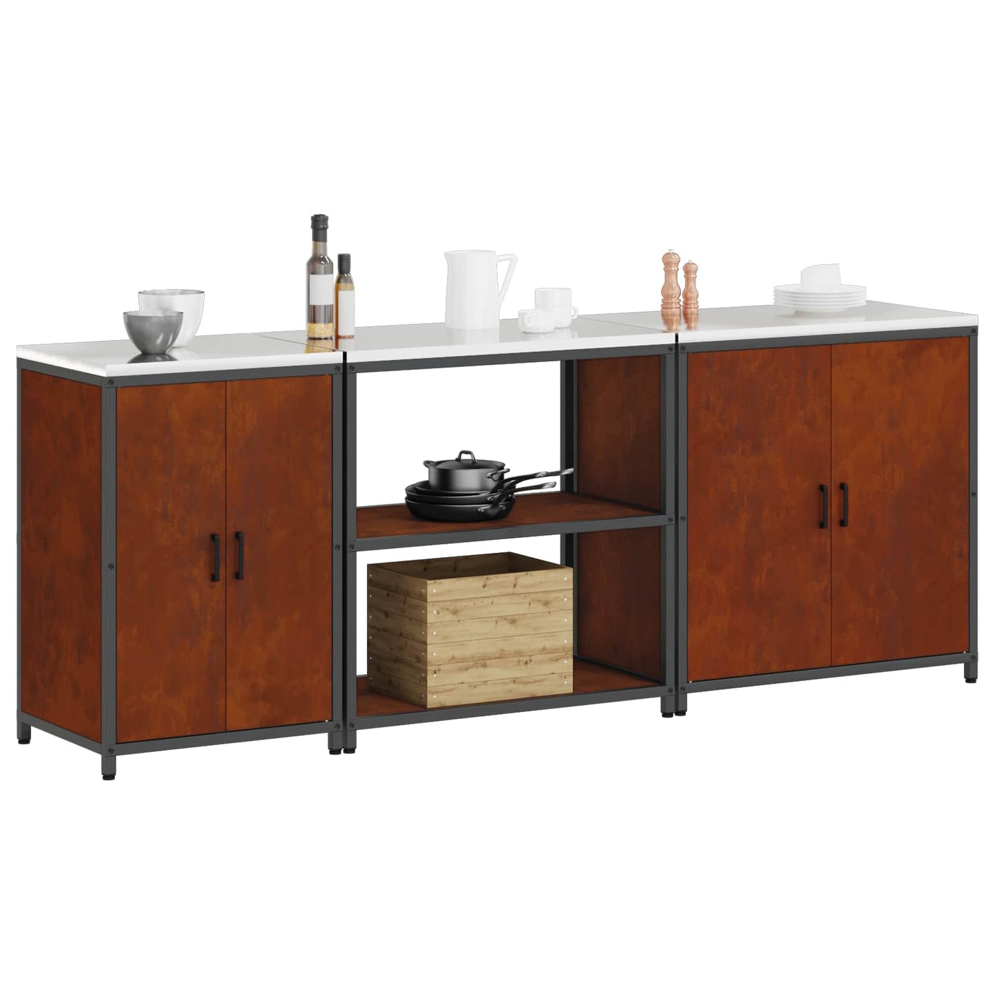 Set di Stoccaggio per Cucina con lo scaffale 3 pcs Ruggine | homemem39