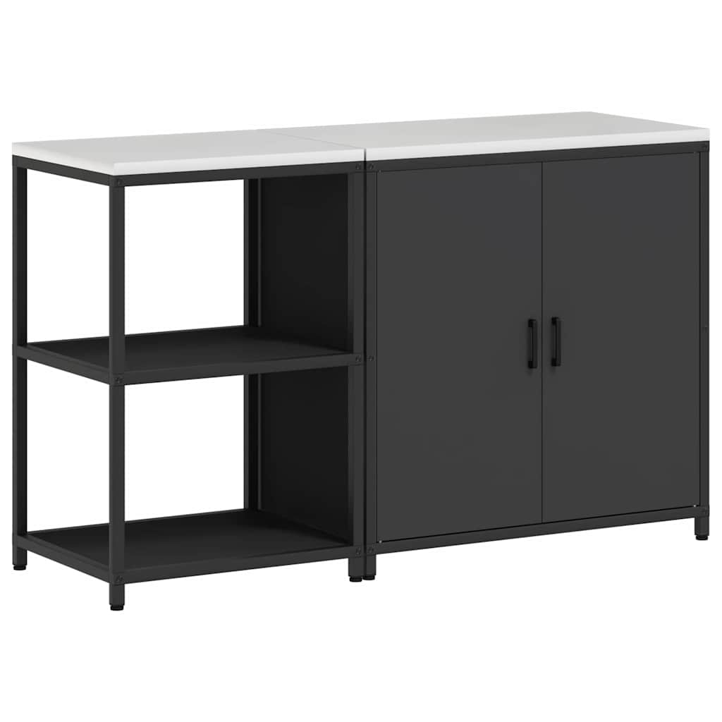 Set di Stoccaggio per Cucina 2 pcs Nero 150 x 50 x 92 cm