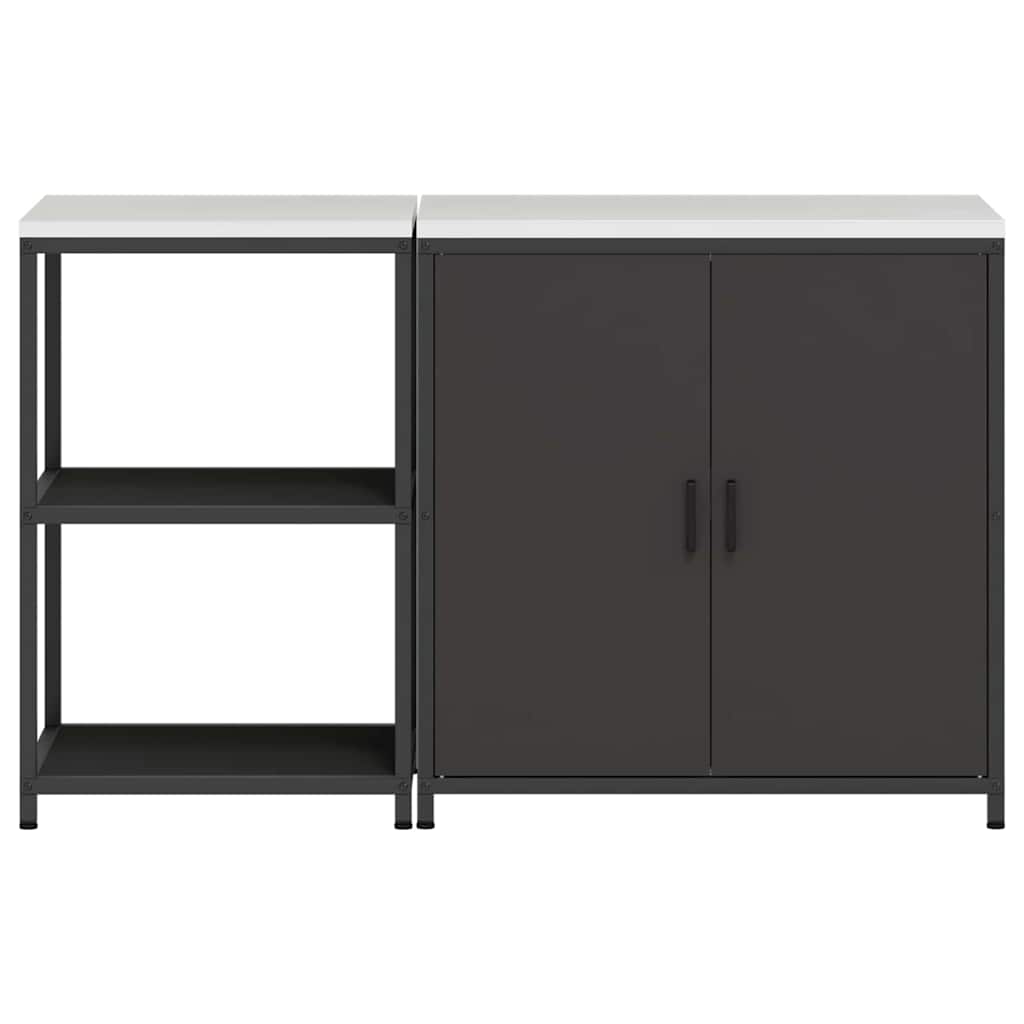 Set di Stoccaggio per Cucina 2 pcs Nero 150 x 50 x 92 cm