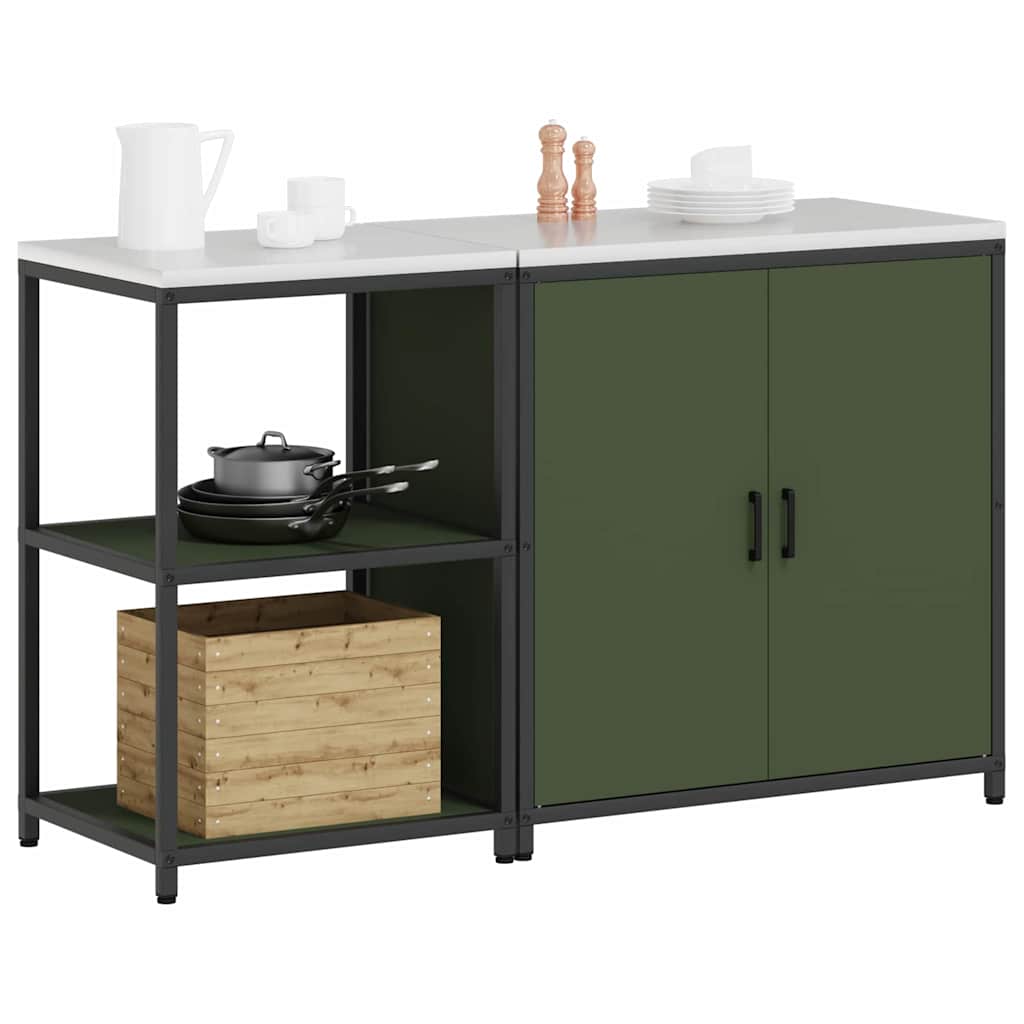 Set di Stoccaggio per Cucina 2 pcs Verde oliva 150 x 50 x 92 cm