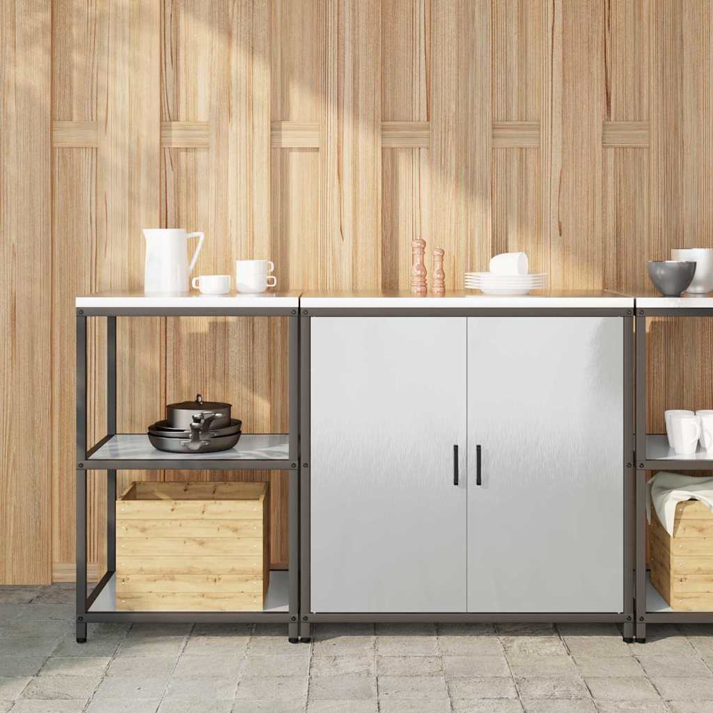 Set di Stoccaggio per Cucina 2 pcs Argento 150 x 50 x 92 cm