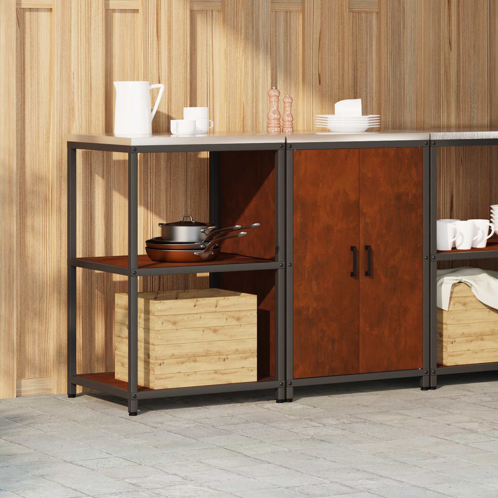 Set di Stoccaggio per Cucina con lo scaffale 2 pcs Ruggine | homemem39