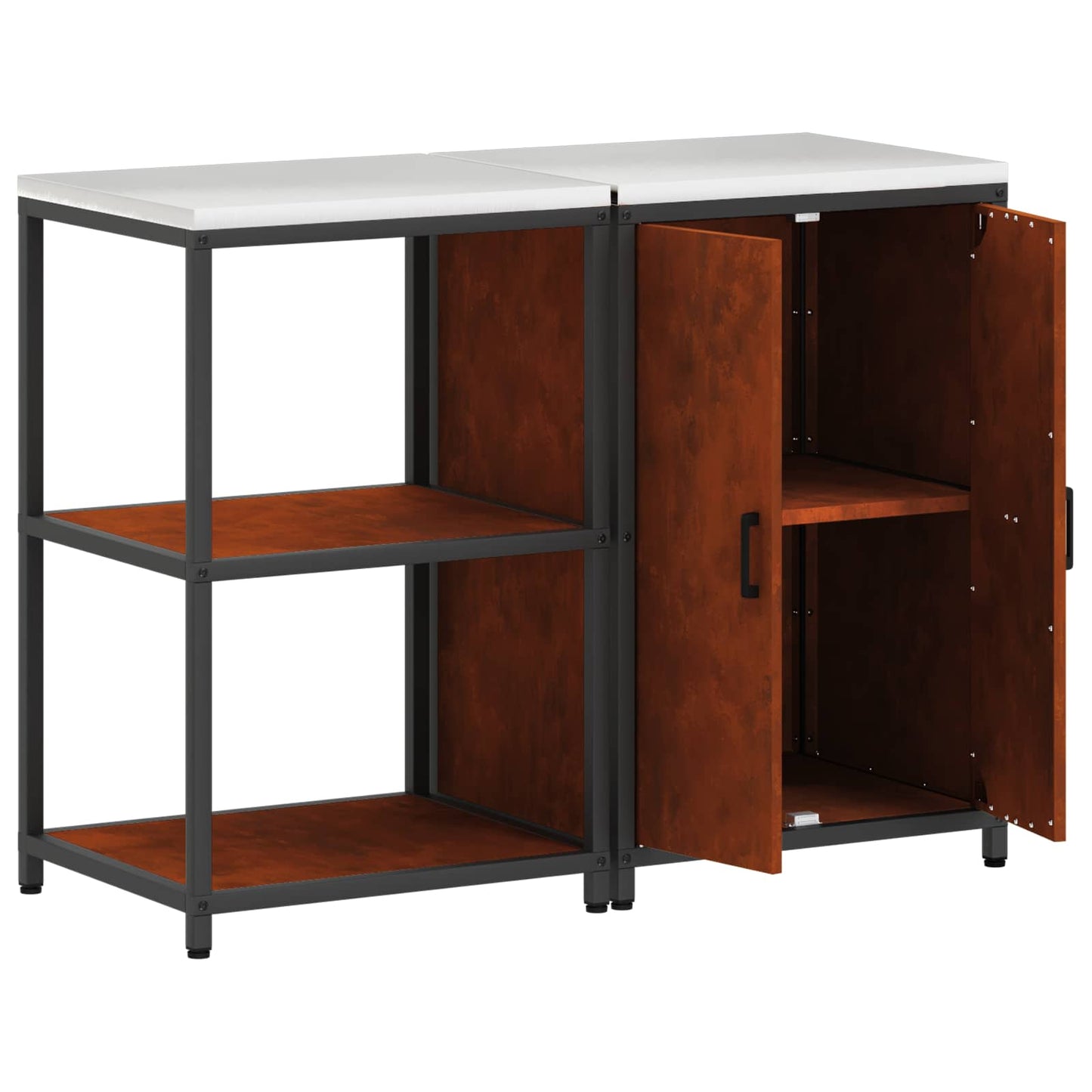 Set di Stoccaggio per Cucina con lo scaffale 2 pcs Ruggine | homemem39