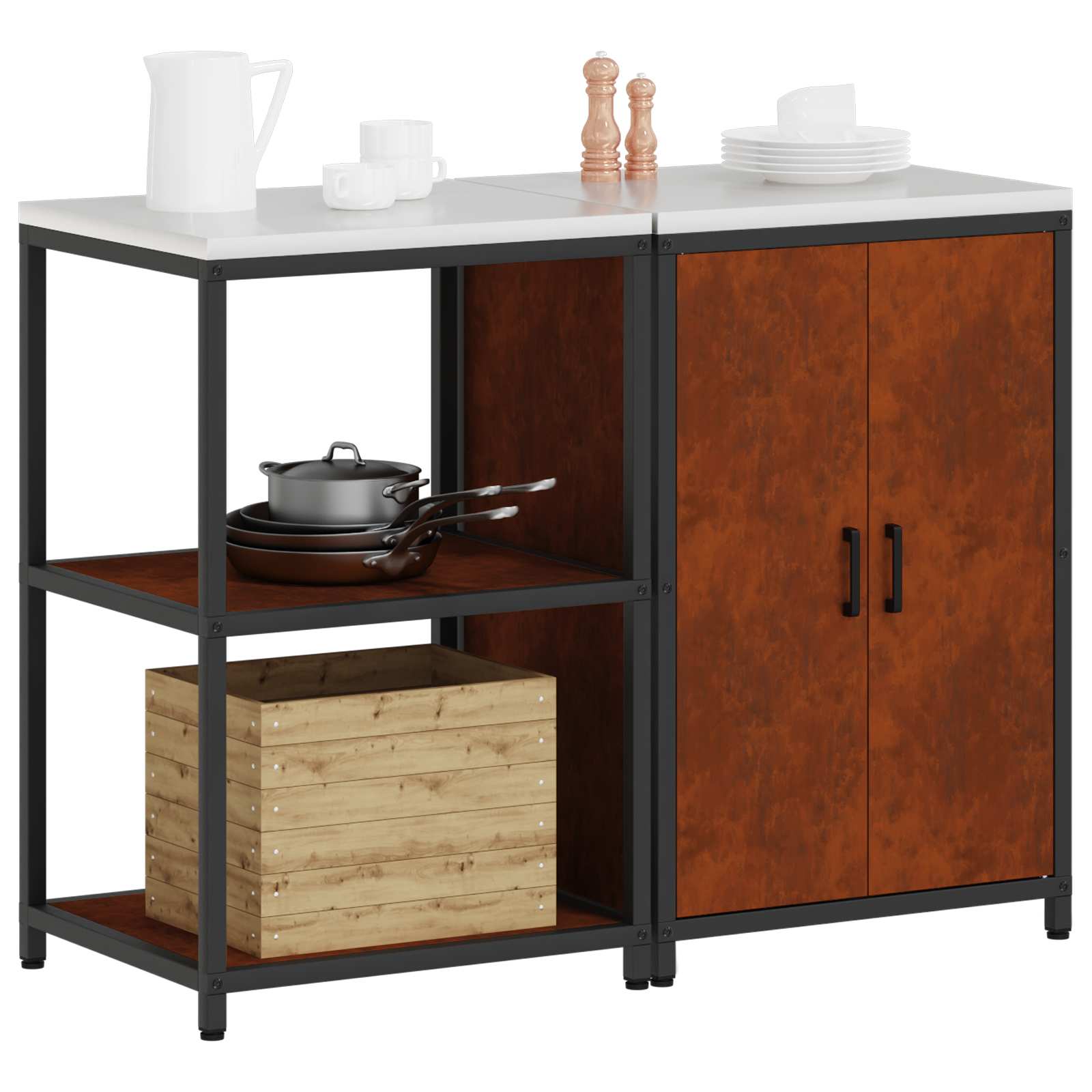 Set di Stoccaggio per Cucina con lo scaffale 2 pcs Ruggine | homemem39
