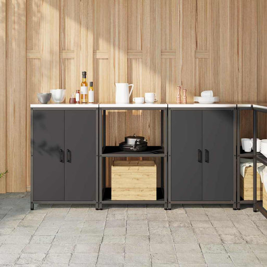 Set di Stoccaggio per Cucina 3 pcs Nero 180 x 50 x 92 cm