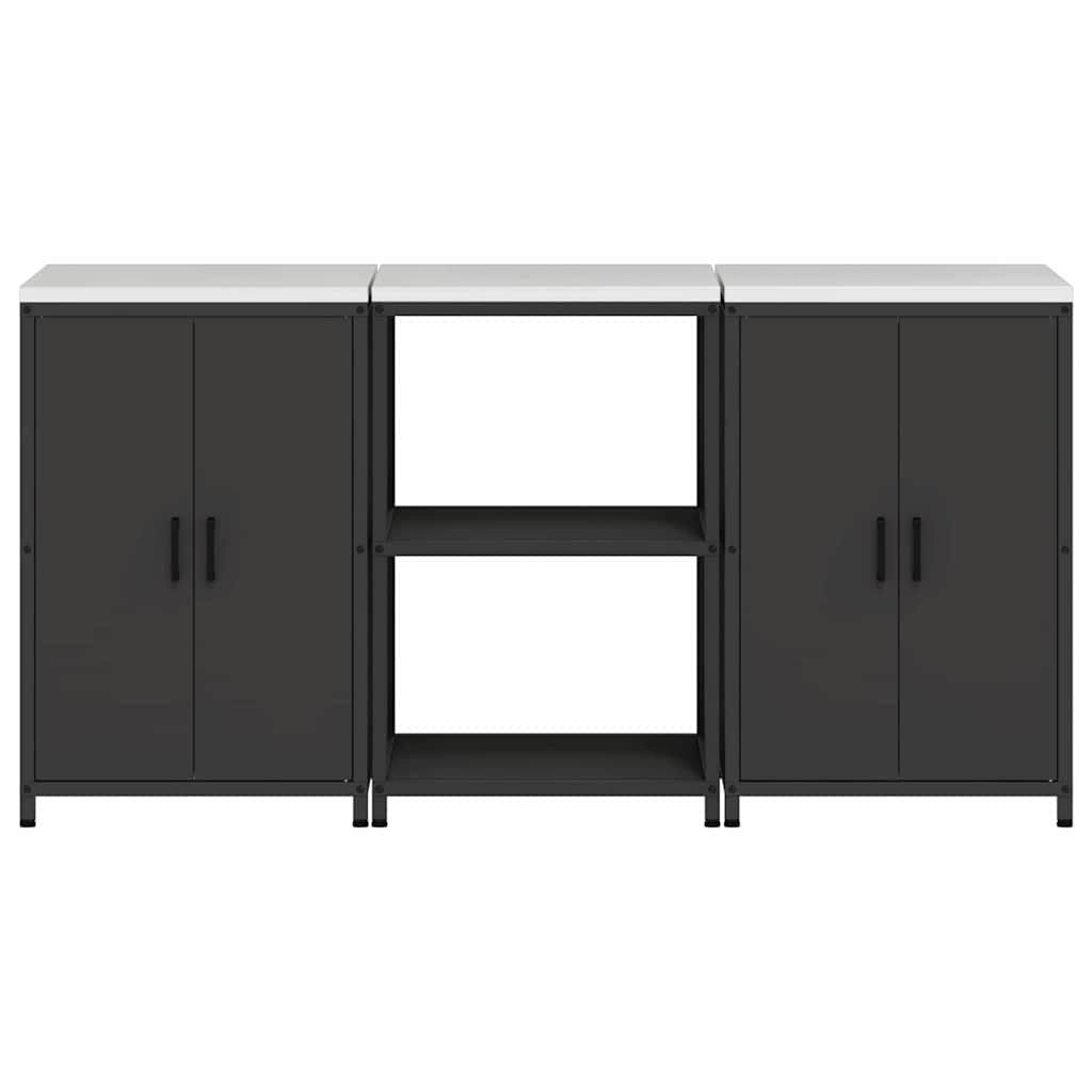 Set di Stoccaggio per Cucina 3 pcs Nero 180 x 50 x 92 cm