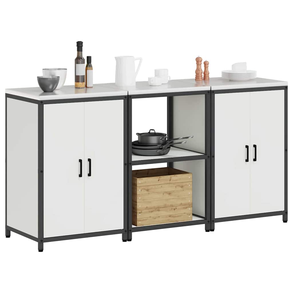 Set di Stoccaggio per Cucina 3 pcs Bianco 180 x 50 x 92 cm