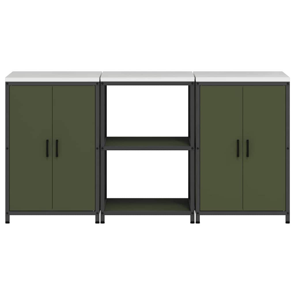 Set di Stoccaggio per Cucina 3 pcs Verde oliva 180 x 50 x 92 cm