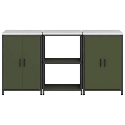 Set di Stoccaggio per Cucina 3 pcs Verde oliva 180 x 50 x 92 cm