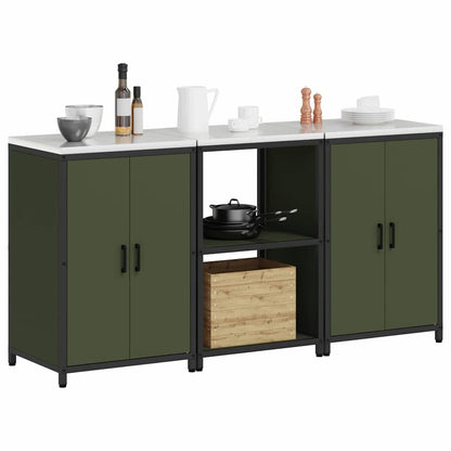 Set di Stoccaggio per Cucina 3 pcs Verde oliva 180 x 50 x 92 cm