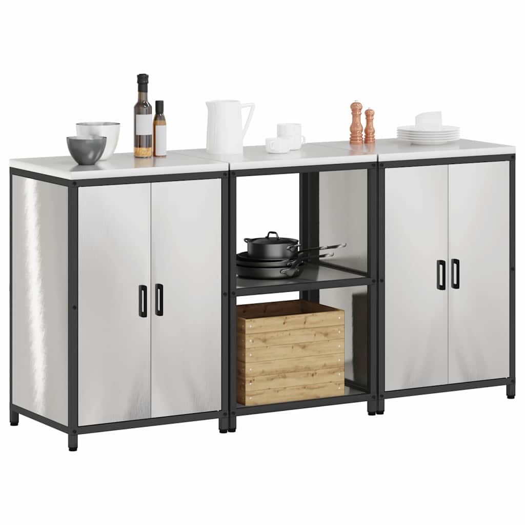 Set di Stoccaggio per Cucina 3 pcs Argento 180 x 50 x 92 cm