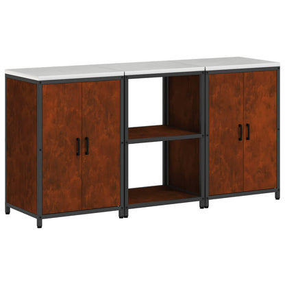Set di Stoccaggio per Cucina con lo scaffale 3 pcs Ruggine | homemem39
