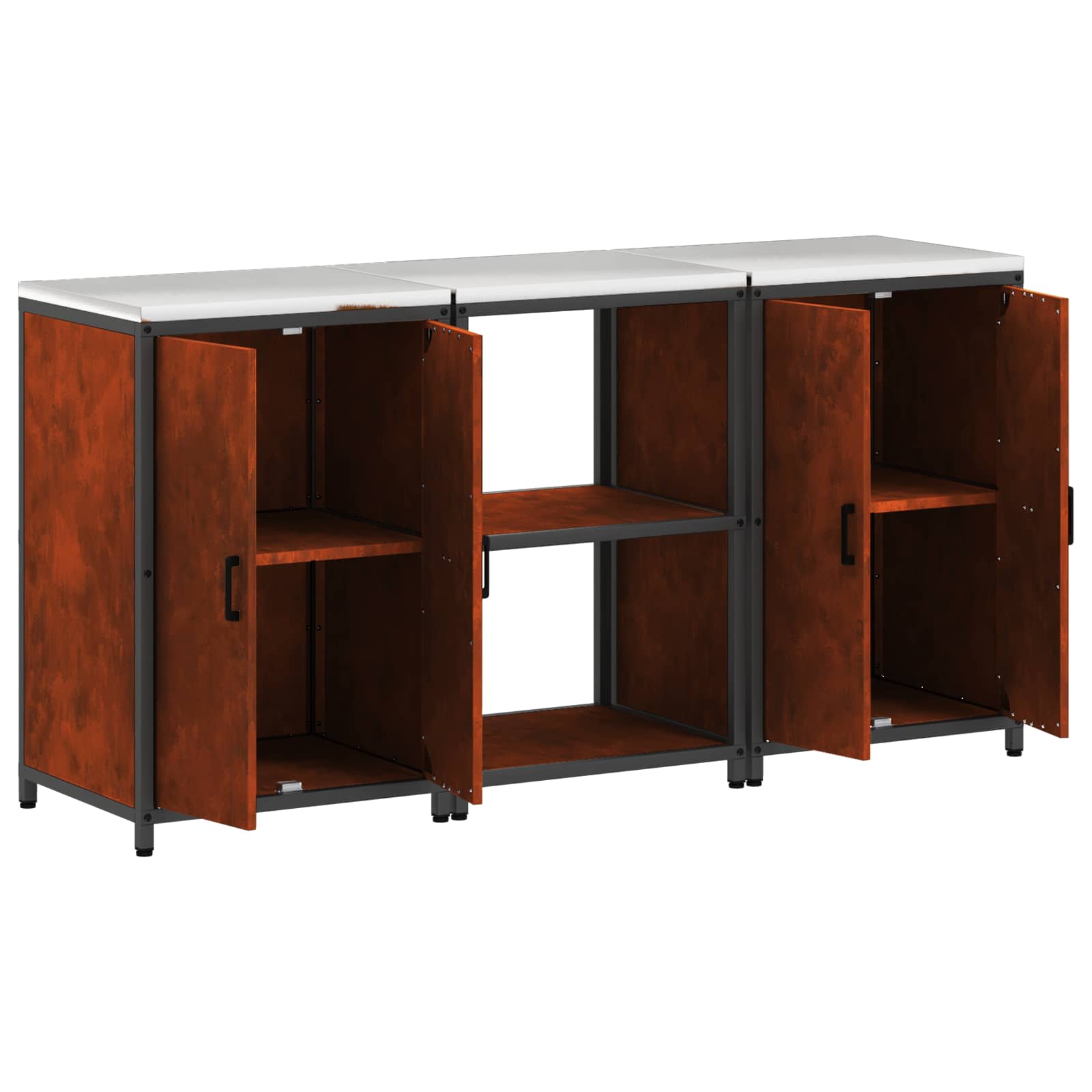 Set di Stoccaggio per Cucina con lo scaffale 3 pcs Ruggine | homemem39