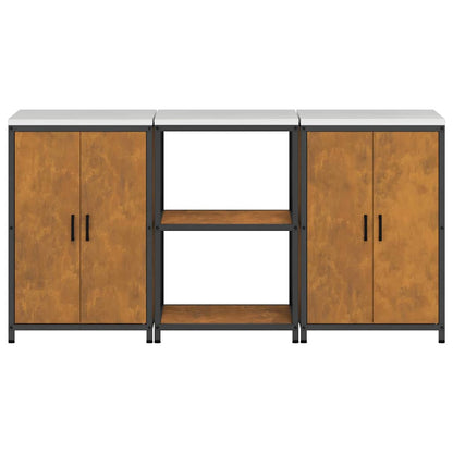 Set di Stoccaggio per Cucina 3 pcs Ruggine 180 x 50 x 92 cm