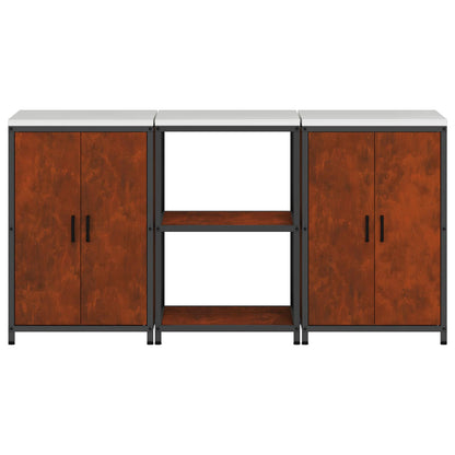 Set di Stoccaggio per Cucina con lo scaffale 3 pcs Ruggine | homemem39
