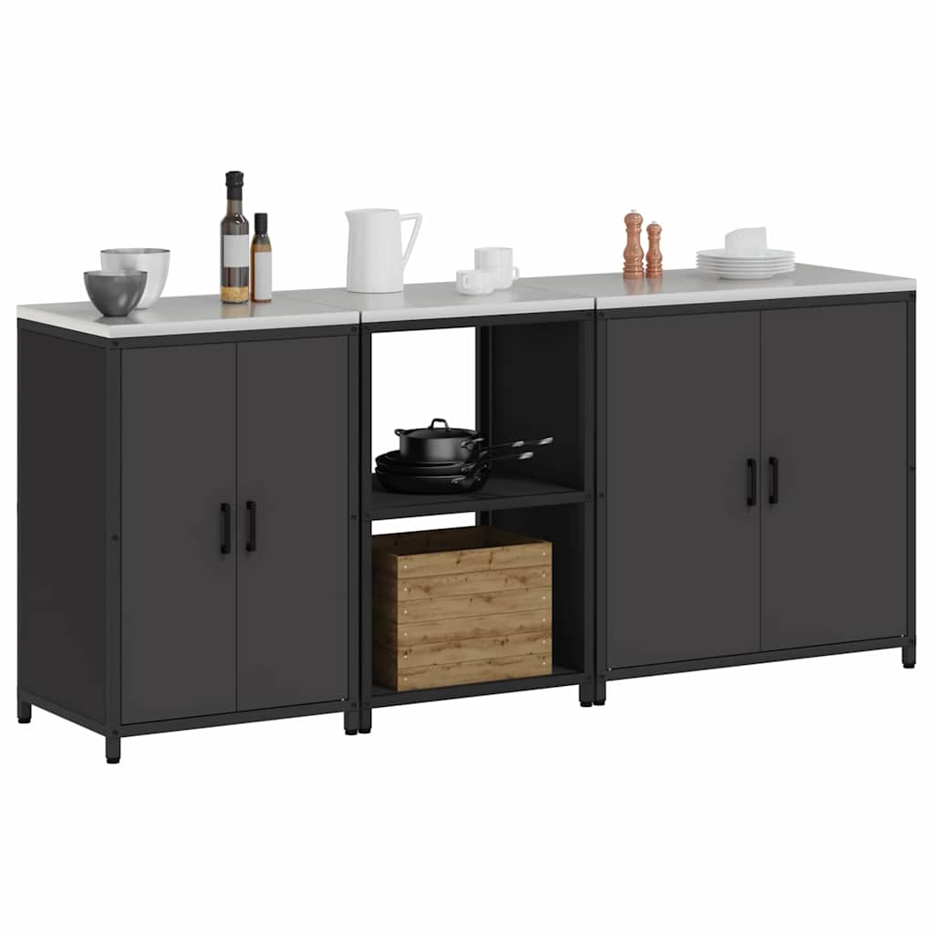 Set di Stoccaggio per Cucina Altro 3 pcs Nero 210 x 50 x 92 cm