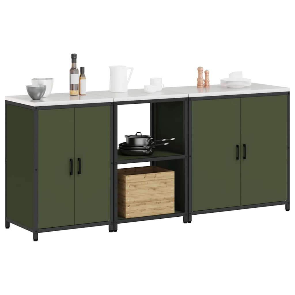 Set di Stoccaggio per Cucina 3 pcs Verde oliva 210 x 50 x 92 cm