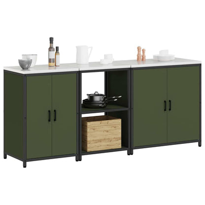 Set di Stoccaggio per Cucina 3 pcs Verde oliva 210 x 50 x 92 cm