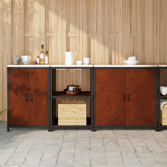 Set di Stoccaggio per Cucina con lo scaffale 3 pcs Ruggine | homemem39