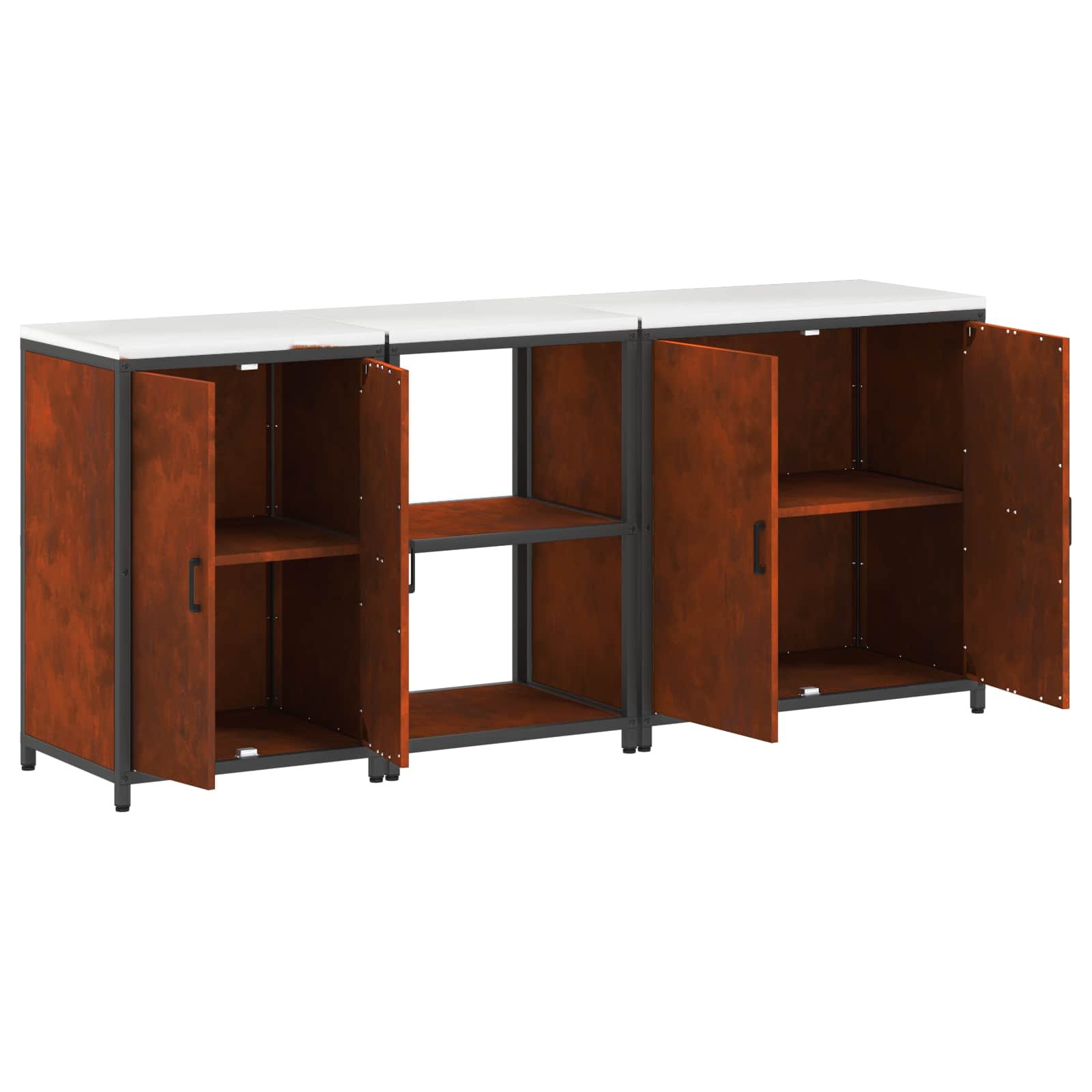 Set di Stoccaggio per Cucina con lo scaffale 3 pcs Ruggine | homemem39
