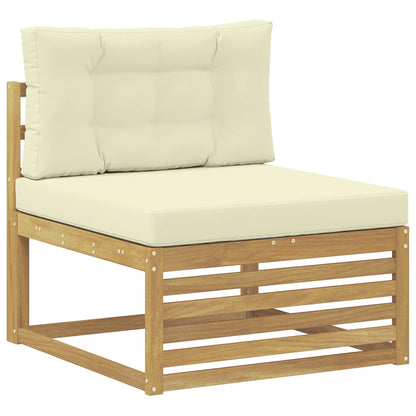 Set di divani da esterno 6 pz Bianco e Crema Poliestere