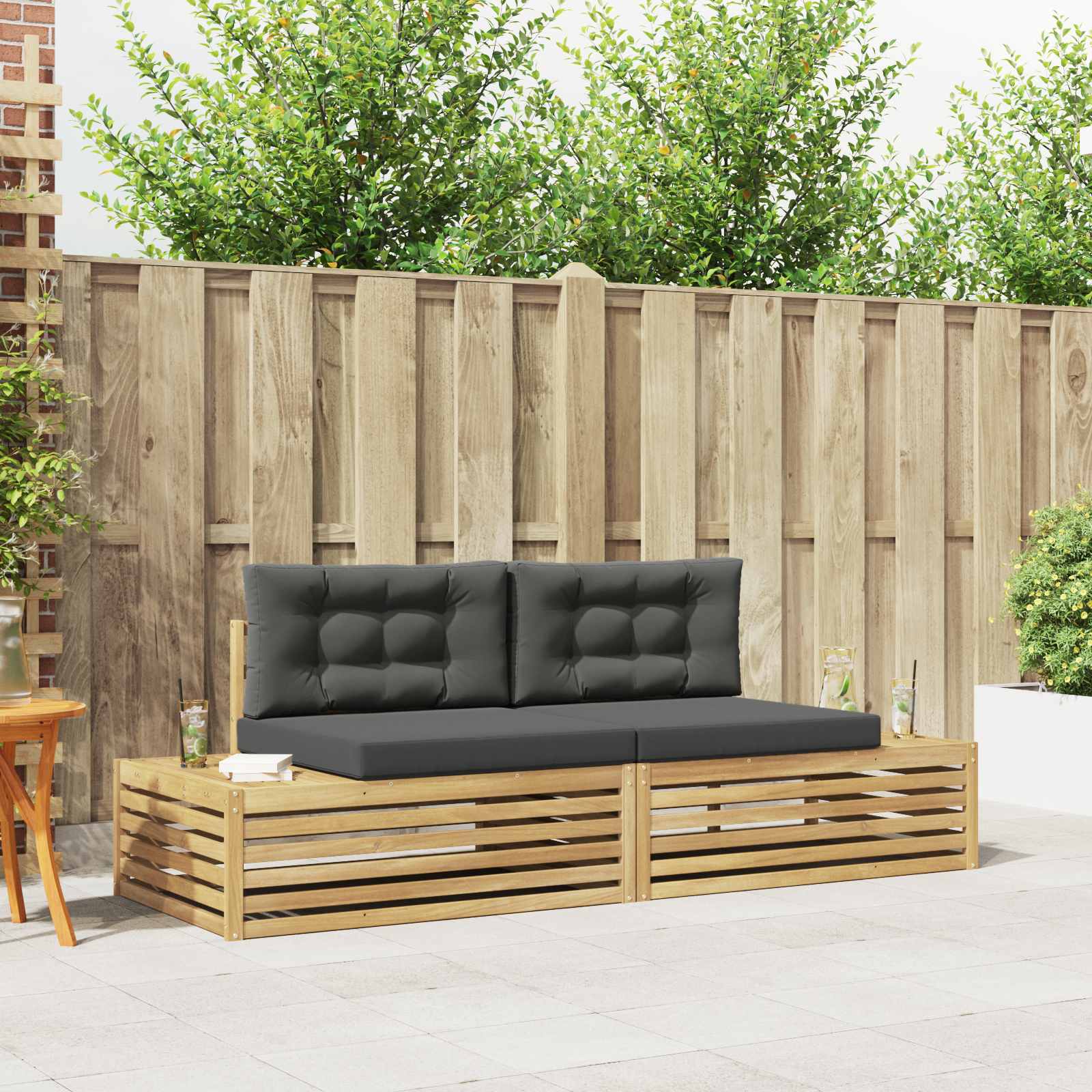 Set di divani da esterno Bianco 230,5 x 83 x 73 cm Poliestere | homemem39