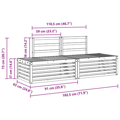 Set di divani da esterno 3 Pezzo Bianco 182,5 x 63 x 73 cm | homemem39